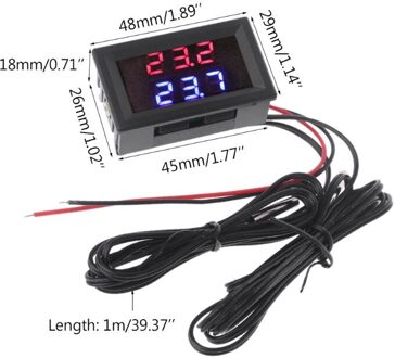 Dual Display Digitale Thermometer Rood + Blauw Temperatuur Sensor Tester Ntc Waterdicht Metalen Sonde W0YD