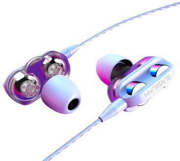 Dual Drive Diepe Bas 6D Stereo Bekabelde Oortelefoon In-Ear Sport Headset Met Microfoon Cool Oordopjes Oordopjes Voor iphone Samsung Huawei wit
