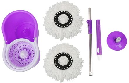 Dual-Drive Mop Vervanging Microvezel Spin Mop Schoon Refill Hoofd Huishouden Cleaning Tools 360 Spin Mop Accessoires Met Emmer paars