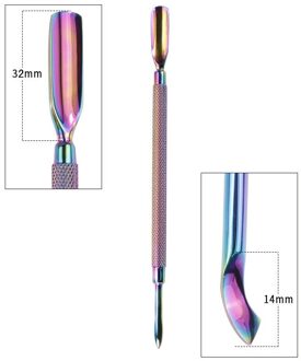 Dual-Ended Chameleon Nail Cuticle Pusher Dode-Skin Remover Rainbow Rvs Nail Art Tool G-A010-4