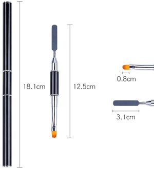 Dual Ended Nail Art Acryl Uv Gel Extension Builder Bloem Schilderen Pen Brush Uv Gel Remover Spatel Stok Manicure Tool