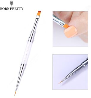 Dual-Ended Nail Liner Brush Tekening Schilderen Pen Strass Handvat Uv Gel Nail Rand Cleaner Nail Art Tool