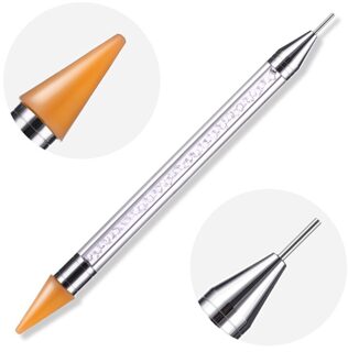 Dual-Ended Nail Puntjes Pen Kristal Kralen Handvat Strass Studs Picker Wax Potlood Manicure Acryl Handvat Nail Art Gereedschap d30 geel