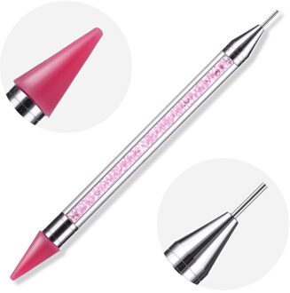 Dual-Ended Nail Puntjes Pen Kristal Kralen Handvat Strass Studs Picker Wax Potlood Manicure Acryl Handvat Nail Art Gereedschap d30 Rood
