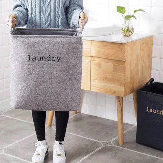 Dual Fabric EVA Dirty Clothes Basket Foldable Laundry Hamper with Handles Square Storage Bin 1pcs