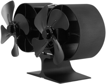 Dual Head 8 Blades Aangedreven Kachel Fan Aluminium Stille Milieuvriendelijke Voor Hout Log Brander Haard Fan