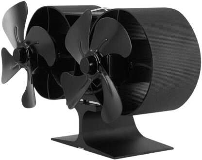 Dual Head 8 Blades Aangedreven Kachel Fan Aluminium Stille Milieuvriendelijke Voor Hout Log Brander Haard Fan