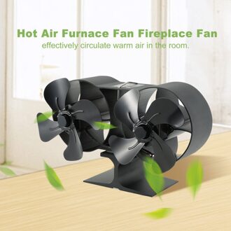 Dual Head 8 Blades Aangedreven Kachel Fan Aluminium Stille Milieuvriendelijke Voor Hout Log Brander Haard Fan