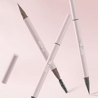 Dual Head Liquid Eyebrow Pen with Brush - 2 Colors D01 Greyish Black - 0.45ml
