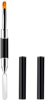 Dual Head Painting Brush Nail Pen Art Acryl Uv Poly Gel Extension Builder Tekening Brush Verwijderen Spatel Stok Manicure Tool zwart