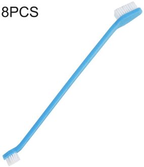 Dual Head Pet Tandenborstel Mond Schoonmaken Tandenborstel Voor Kat Hond Oral Care Pack van 8 praktische donker blauw