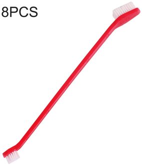 Dual Head Pet Tandenborstel Mond Schoonmaken Tandenborstel Voor Kat Hond Oral Care Pack van 8 praktische scharlaken