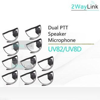 Dual Ptt Oortelefoon Mic Speaker UV-82 UV-8 UV82L UV-89 Uv 82 UV-82 Plus UV-82TP GT-5TP UV-82HP UV-82HX Headset Voor Baofeng uv 82 10 stk