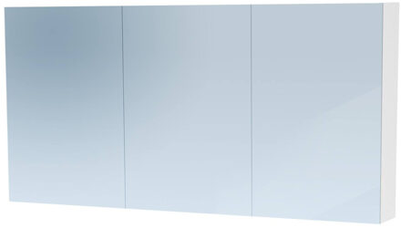 Dual spiegelkast 140x70x15 indirecte LED verlichting 3 deuren hoogglans wit