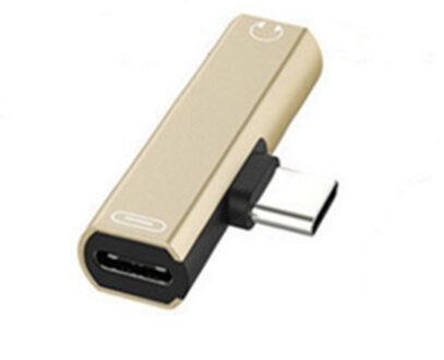 Dual Type C Adapter Voor Huawei P30 Mate 20 Mate 30 Pro Lite Oneplus 7 7 T Pro Usb 3.5mm Aux Splitter Type C Aux Converter Type C goud