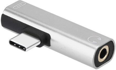 Dual Type C Adapter Voor Huawei P30 Mate 20 Mate 30 Pro Lite Oneplus 7 7 T Pro Usb 3.5mm Aux Splitter Type C Aux Converter Type C zilver