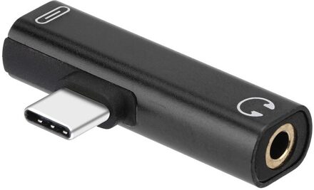 Dual Type C Adapter Voor Huawei P30 Mate 20 Mate 30 Pro Lite Oneplus 7 7 T Pro Usb 3.5mm Aux Splitter Type C Aux Converter Type C zwart
