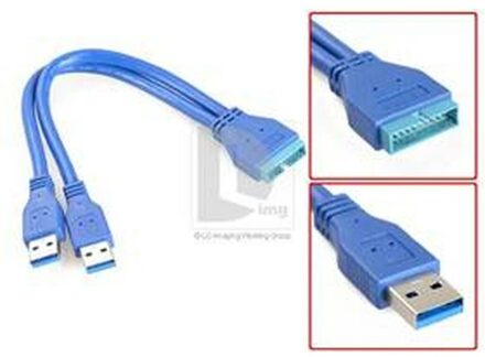 Dual USB 3.0 A Male to 20-pin Header Male - small