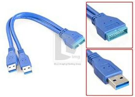 Dual USB 3.0 A Male to 20-pin Header Male