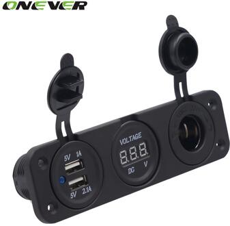 Dual USB Auto Motorfiets Sigarettenaansteker Autolader LED Digitale Display Digitale Voltmeter 12 v Electric Voltage Meter