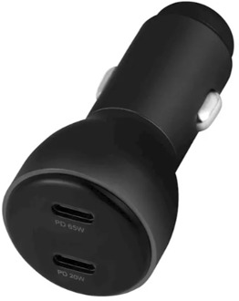 Dual USB-C 65W autolader zwart