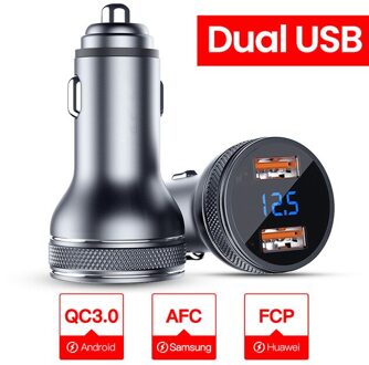 Dual Usb Car Charger Quick Charge 36W Snel Opladen Voor Xiaomi Samsung Interface Usb + Type C Qc Pd 3.0 Auto Aansteker Slot Recharge Dual USB grijs