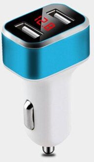 Dual Usb Car Charger Snelle Mobiele Telefoon Oplader 12/24V Plug Power Glow Adapter Mobiele Telefoon Autolader blauw