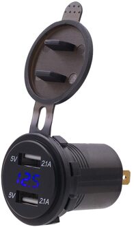Dual Usb Charger Socket, Blauw Led Digitale Led Voltmeter 12V 24V Dual Usb Auto