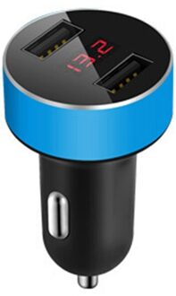 Dual Usb-poort Digitale Rode Led Voltage Display Car Charger Voor Telefoon blauw