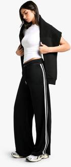 Dubbel Gestreepte Tricot Jogger Met Rechte Pijp, Black - XL