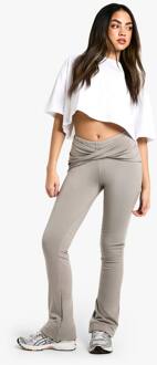 Dubbel Laag Modal Jersey Twist Flare Broek, Mushroom - 44