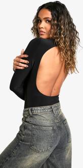 Dubbel-Laag One Piece Met Open Rug En Lange Mouwen, Black - 44