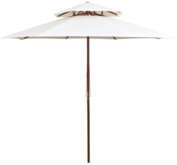 Dubbeldekker parasol 270x270 cm houten paal crèmewit