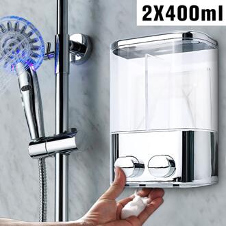 Dubbele 400Ml Badkamer Wall Mount Shampoo Douchegel Dispenser Plastic Vloeibare Zeep Fles Voor Dubbele Hand Keuken Badkamer