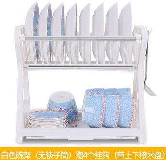 Dubbele afdruiprek keuken rek keukengerei afvoer kom rack kast eetstokjes box opbergrek LM7231152