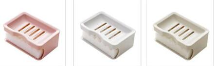 Dubbele Afvoer Zeep Houder Met Spons Ps Plastic Container Zeepbakje Houder Doos Voor Keuken Badkamer Benodigdheden