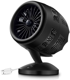 Dubbele-Blade Turbine Tafel Tiny Ronde Fan Stille Werking Verstelbare Tilt 5-20 Graden zwart