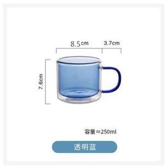 Dubbele Bodem Isolatieglas Met Handvat Wijn Glazen Drinken Tumbler Koffie Sap Water Mokken Thee Glas Whisky Glas Cups blauw-250ml