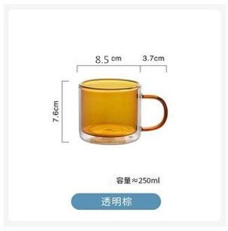 Dubbele Bodem Isolatieglas Met Handvat Wijn Glazen Drinken Tumbler Koffie Sap Water Mokken Thee Glas Whisky Glas Cups bruin-250ml