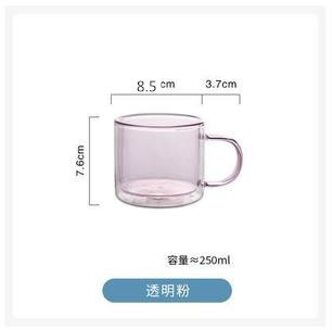 Dubbele Bodem Isolatieglas Met Handvat Wijn Glazen Drinken Tumbler Koffie Sap Water Mokken Thee Glas Whisky Glas Cups roze-250ml