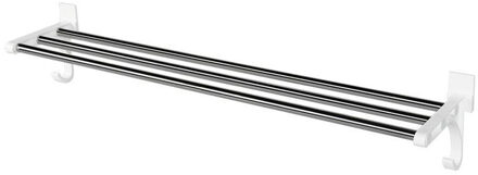Dubbele Chrome Gepolijst Badkamer Wall Mounted Handdoek Rail Houder Plank Opbergrek Handdoek Rails Bar Barra portasciugamani wit