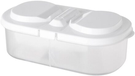 Dubbele Compartimenten Met Deksel Keuken Levensmiddelen Verzegelde Blikken Multifunctionele Keuken Koelkast Plastic Opbergdoos Opbergdoos wit