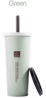 Dubbele Cover Tarwe Stro Water Cup Milieuvriendelijke Draagbare Fles Water Reizen Cup Cola Koffie Drinken Gereedschap Keuken Accessoires groen