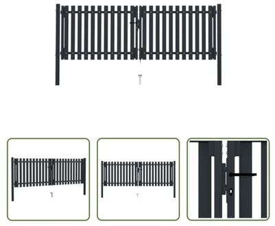 Dubbele Deur Tuinpoort - 306 x 150 cm - Antraciet - Gepoedercoat Staal