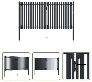 Dubbele Deur Tuinpoort - 306 x 220 cm - Antraciet - Gepoedercoat Staal