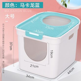 Dubbele Deur Van Volledig Gesloten Kattenbakvulling Wastafel Met Lagere Entry En Bovenste Exit, en De Lade Top In De Cat I groot macarone blauw