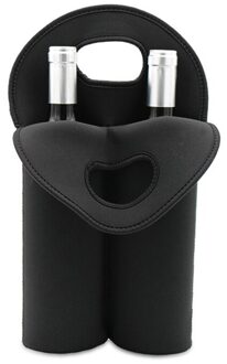 Dubbele Fles Geïsoleerde Neopreen Wijn Champagne Fles Tote Carrier Bier Water C 449C zwart