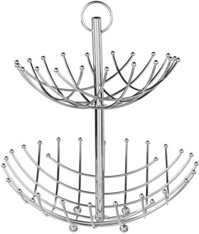 Dubbele Fruitschaal - zilver - metaal - 36 x 40 cm