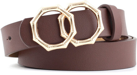 Dubbele Gesp Zwarte Riem Voor Vrouwen Wit Bruin Lederen Dames Jurk Wasit Riem Mode Wilde Meisje Vrouwelijke Riemen Pasek Damski 2.4 Cm koffie