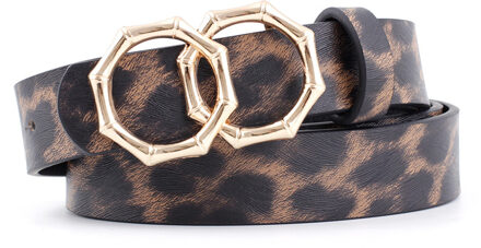 Dubbele Gesp Zwarte Riem Voor Vrouwen Wit Bruin Lederen Dames Jurk Wasit Riem Mode Wilde Meisje Vrouwelijke Riemen Pasek Damski 2.4 Cm luipaard